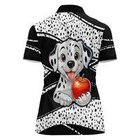 101 Days of School Dalmatian Women Polo Shirt 100th Days Teacher Girl Boy - Spotted Mono Spiral