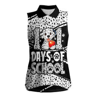 101 Days of School Dalmatian Women Sleeveless Polo Shirt 100th Days Teacher Girl Boy - Spotted Mono Spiral