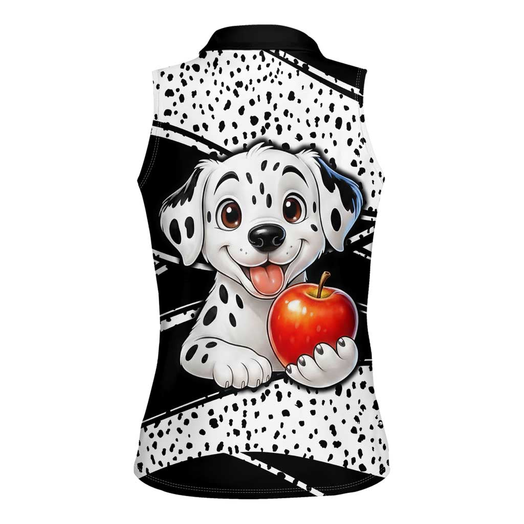 101 Days of School Dalmatian Women Sleeveless Polo Shirt 100th Days Teacher Girl Boy - Spotted Mono Spiral
