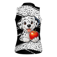 101 Days of School Dalmatian Women Sleeveless Polo Shirt 100th Days Teacher Girl Boy - Spotted Mono Spiral