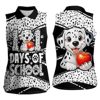 101 Days of School Dalmatian Women Sleeveless Polo Shirt 100th Days Teacher Girl Boy - Spotted Mono Spiral