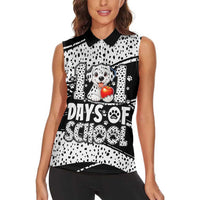 101 Days of School Dalmatian Women Sleeveless Polo Shirt 100th Days Teacher Girl Boy - Spotted Mono Spiral
