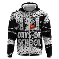 101 Days of School Dalmatian Zip Hoodie 100th Days Teacher Girl Boy - Spotted Mono Spiral