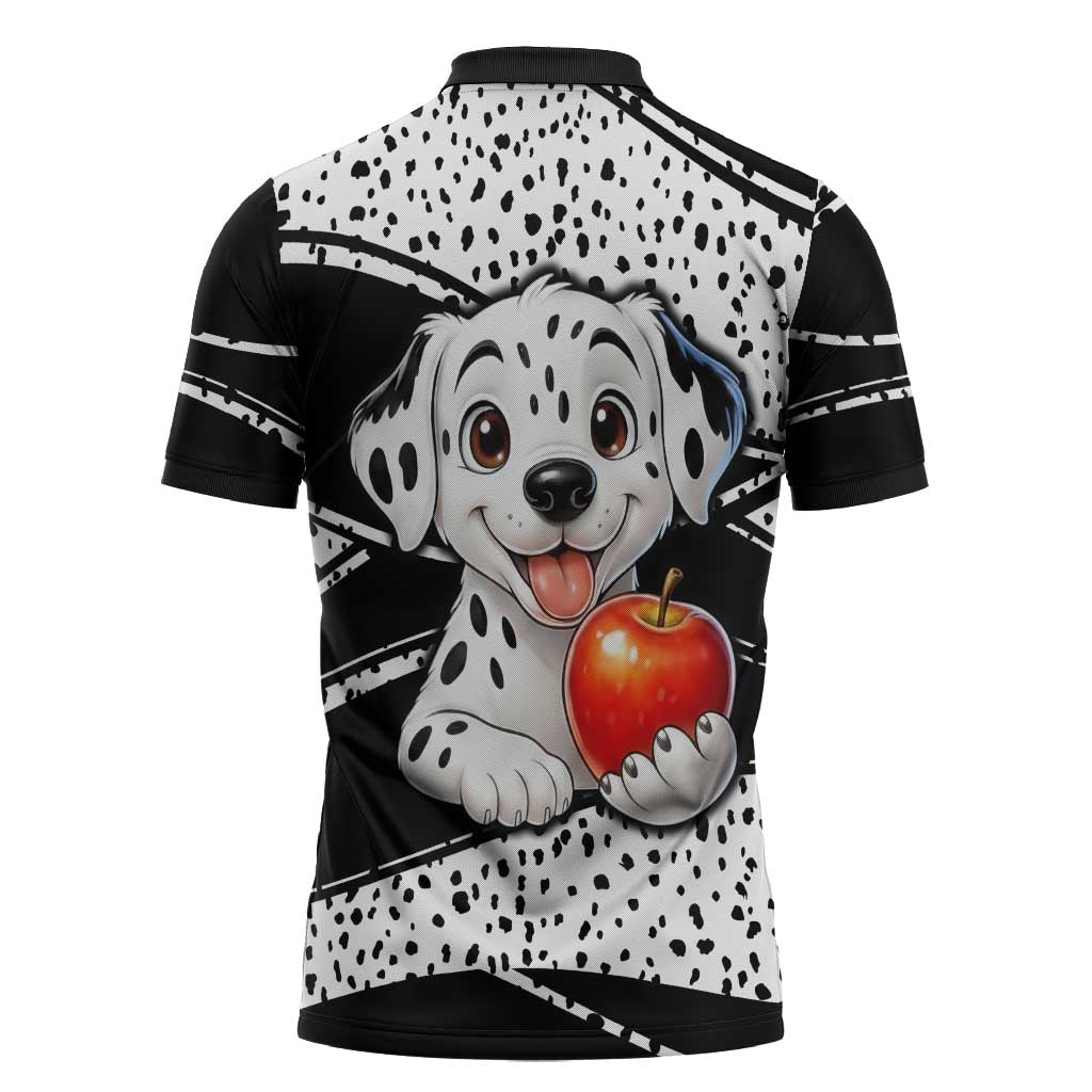 101 Days of School Dalmatian Zipper Polo Shirt 100th Days Teacher Girl Boy - Spotted Mono Spiral