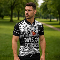 101 Days of School Dalmatian Zipper Polo Shirt 100th Days Teacher Girl Boy - Spotted Mono Spiral