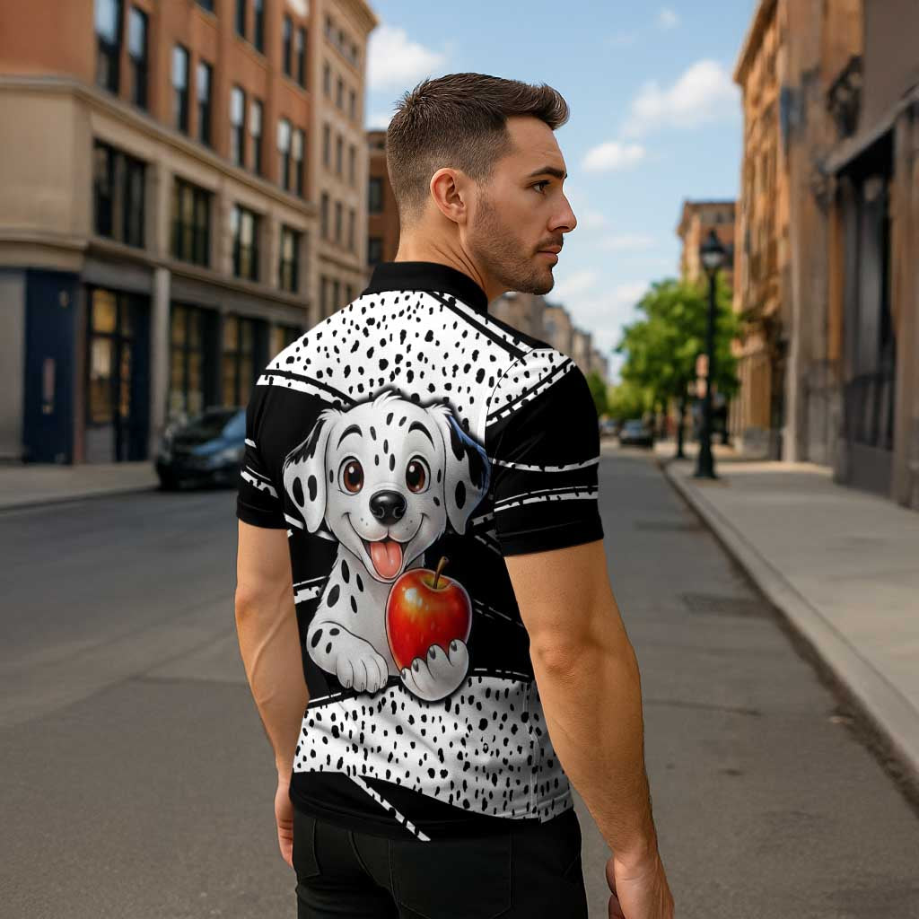 101 Days of School Dalmatian Zipper Polo Shirt 100th Days Teacher Girl Boy - Spotted Mono Spiral