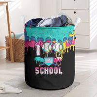 100 Days of School Baseball Laundry Basket with Sweet Melting Drip Pattern
