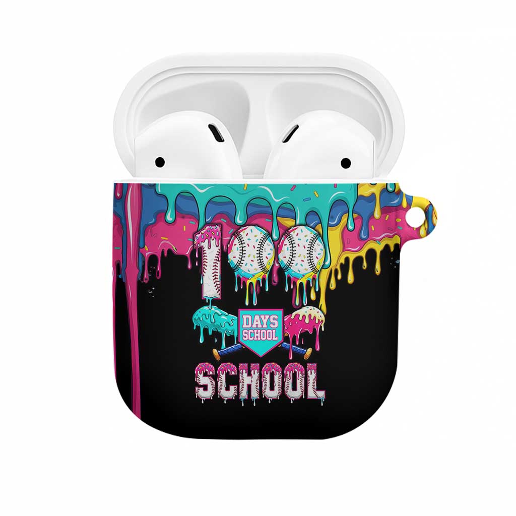 100 Days of School Baseball AirPods Case with Sweet Melting Drip Pattern