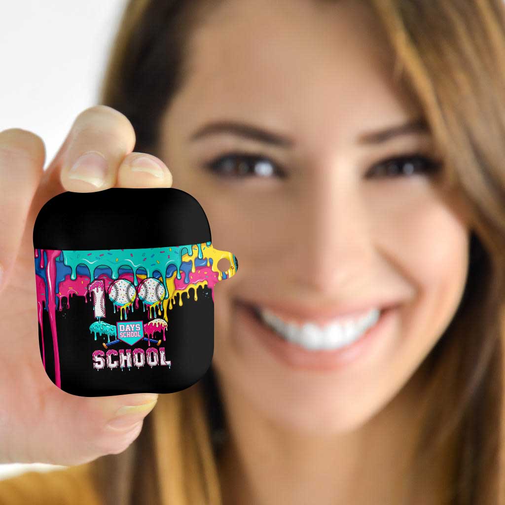 100 Days of School Baseball AirPods Case with Sweet Melting Drip Pattern
