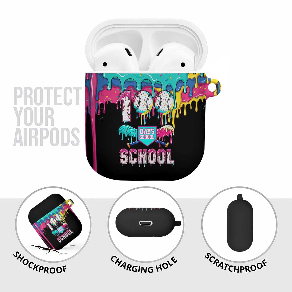 100 Days of School Baseball AirPods Case with Sweet Melting Drip Pattern
