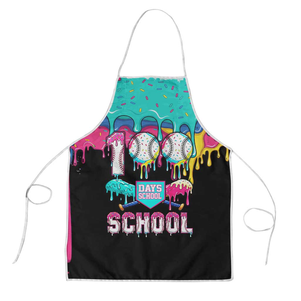 100 Days of School Baseball Apron with Sweet Melting Drip Pattern