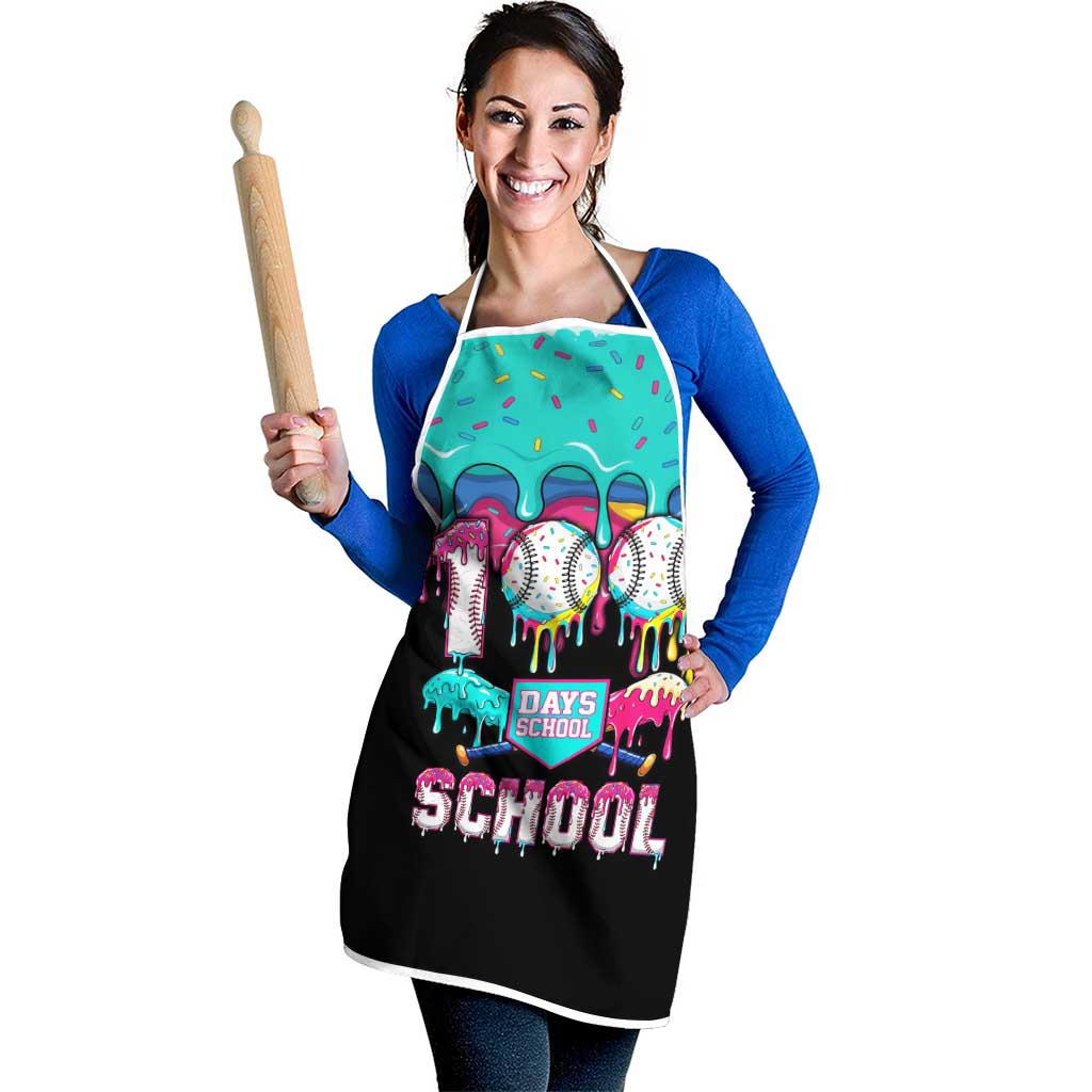100 Days of School Baseball Apron with Sweet Melting Drip Pattern