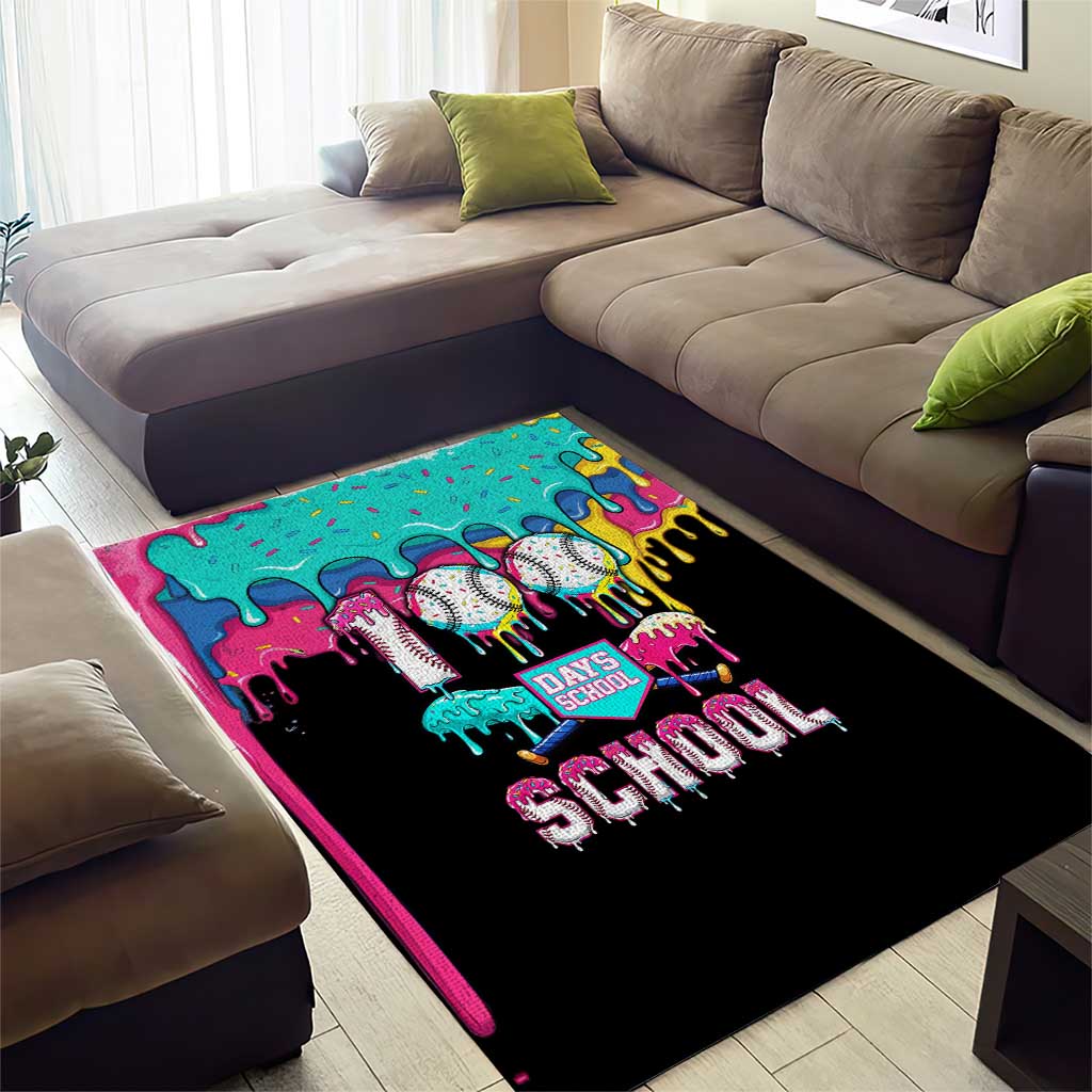 100 Days of School Baseball Area Rug with Sweet Melting Drip Pattern