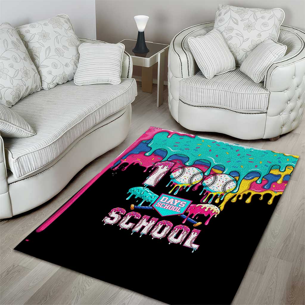 100 Days of School Baseball Area Rug with Sweet Melting Drip Pattern