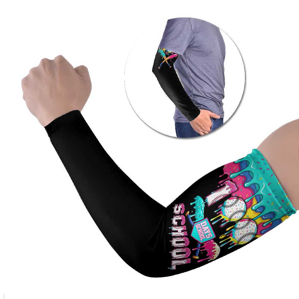 100 Days of School Baseball Arm Sleeves with Sweet Melting Drip Pattern