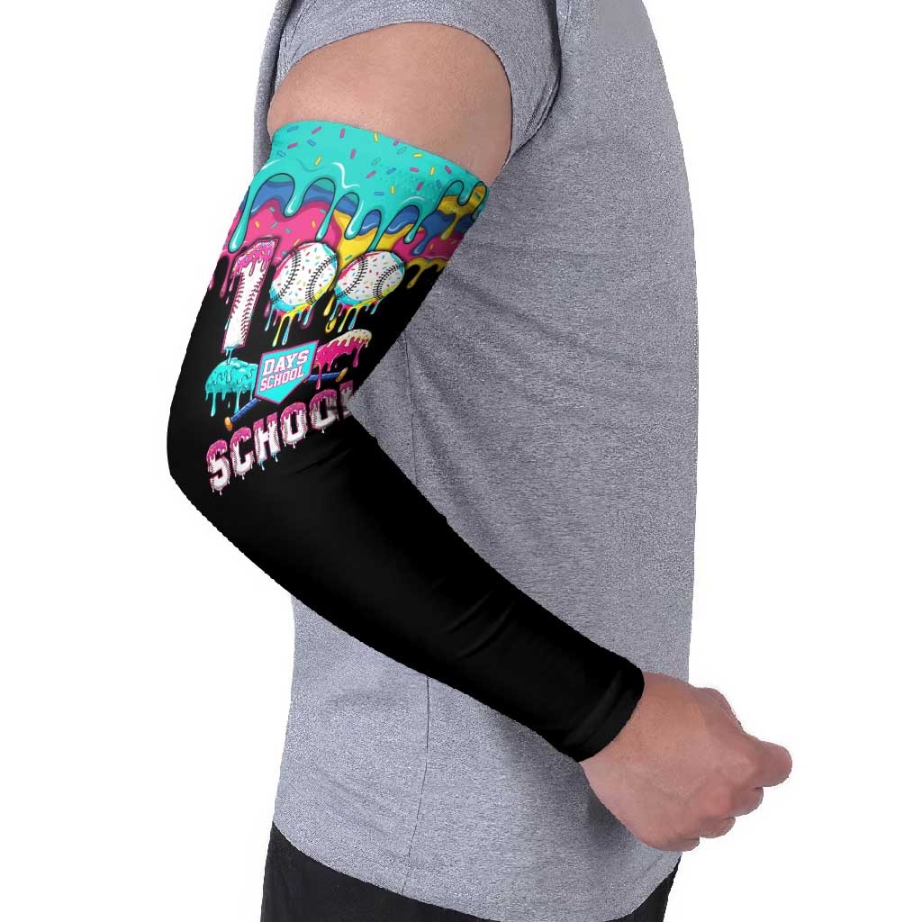 100 Days of School Baseball Arm Sleeves with Sweet Melting Drip Pattern