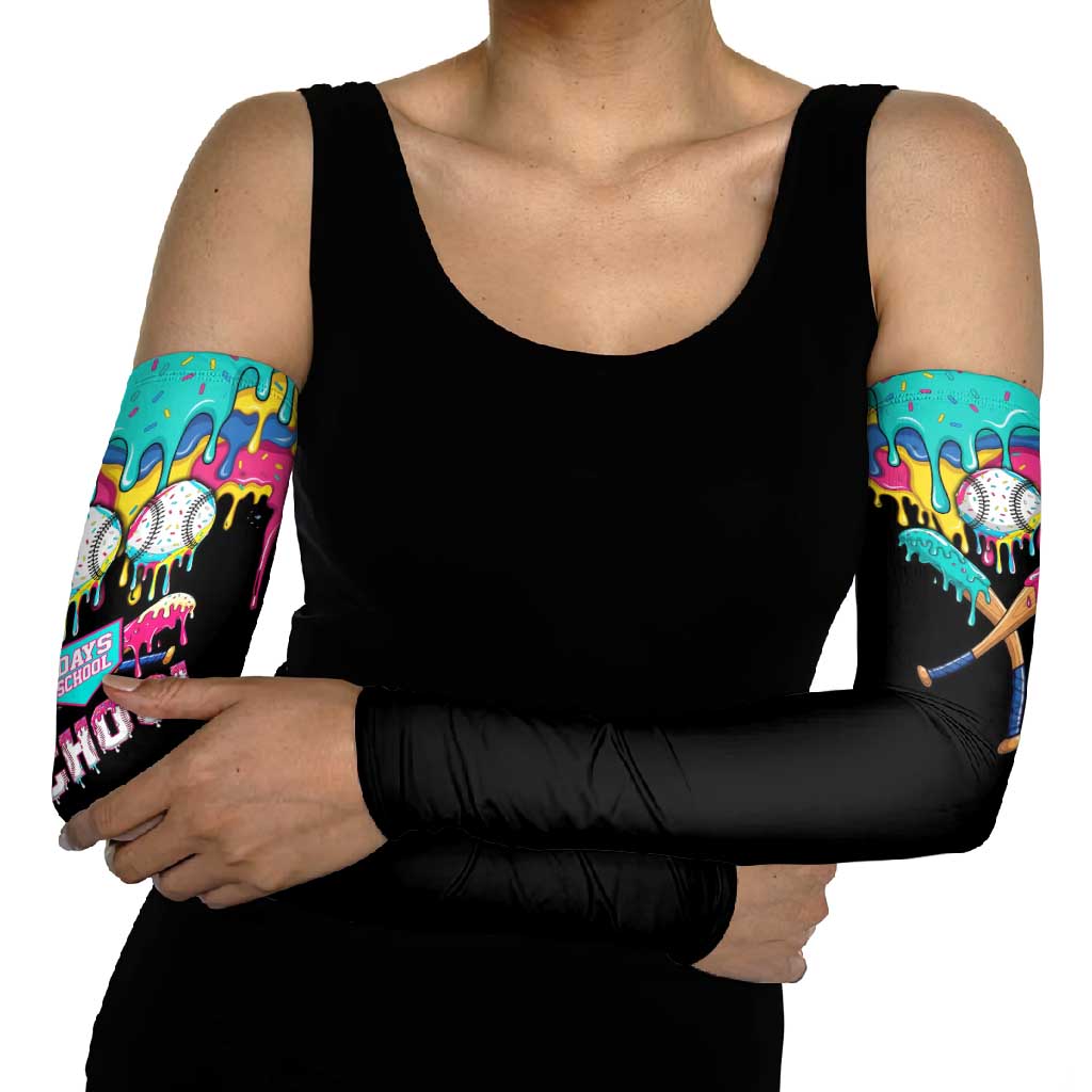 100 Days of School Baseball Arm Sleeves with Sweet Melting Drip Pattern