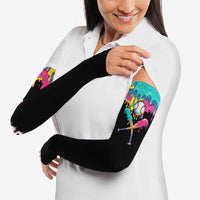 100 Days of School Baseball Arm Sleeves with Sweet Melting Drip Pattern