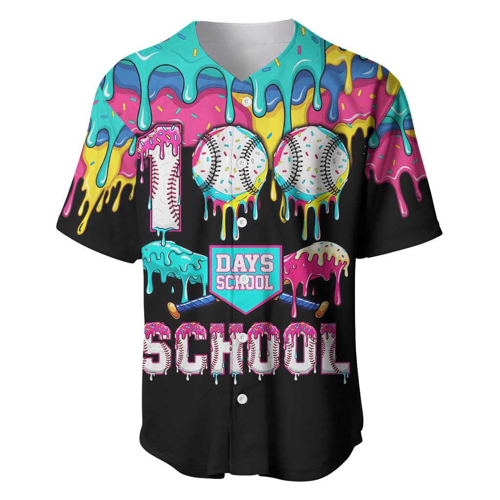 100 Days of School Baseball Baseball Jersey with Sweet Melting Drip Pattern