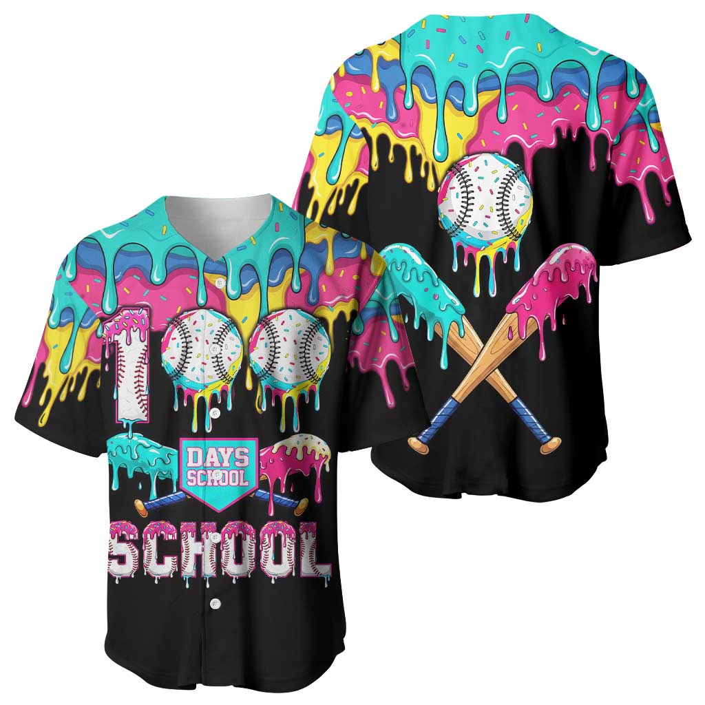 100 Days of School Baseball Baseball Jersey with Sweet Melting Drip Pattern