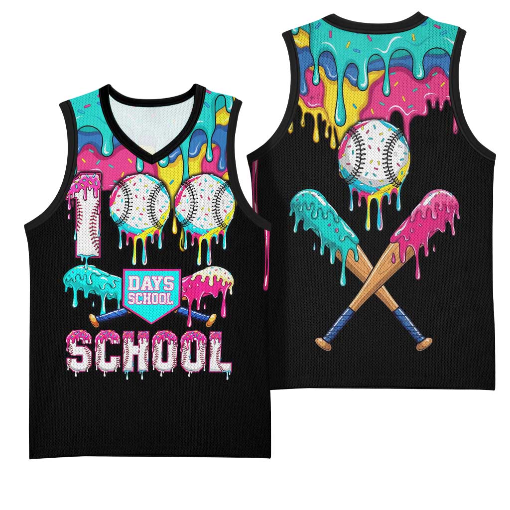 100 Days of School Baseball Basketball Jersey with Sweet Melting Drip Pattern