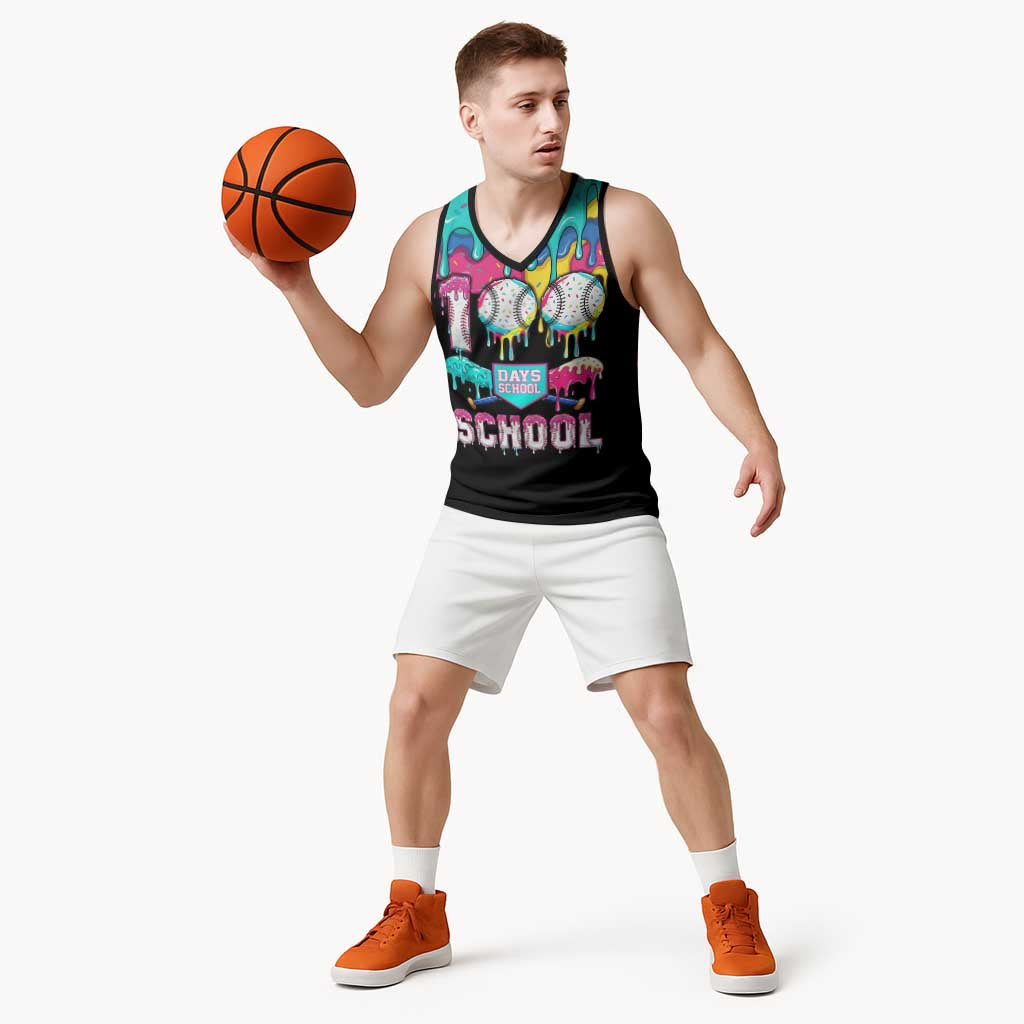 100 Days of School Baseball Basketball Jersey with Sweet Melting Drip Pattern