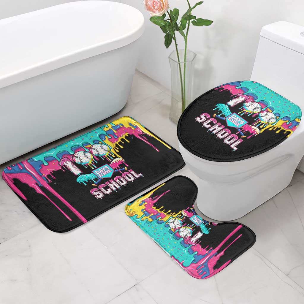 100 Days of School Baseball Bathroom Set with Sweet Melting Drip Pattern