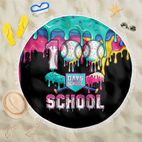 100 Days of School Baseball Beach Blanket with Sweet Melting Drip Pattern