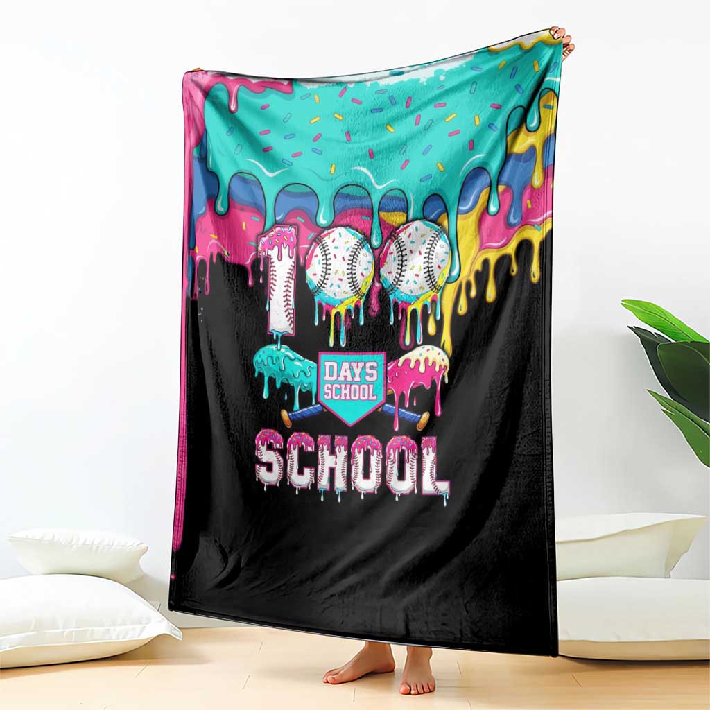 100 Days of School Baseball Blanket with Sweet Melting Drip Pattern