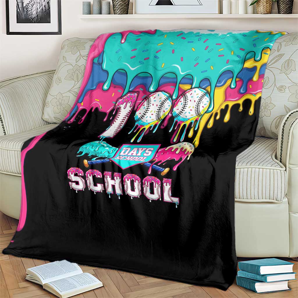 100 Days of School Baseball Blanket with Sweet Melting Drip Pattern