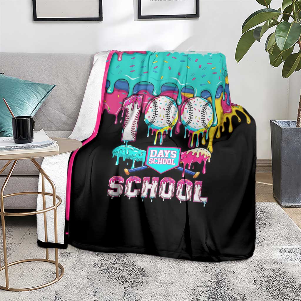 100 Days of School Baseball Blanket with Sweet Melting Drip Pattern
