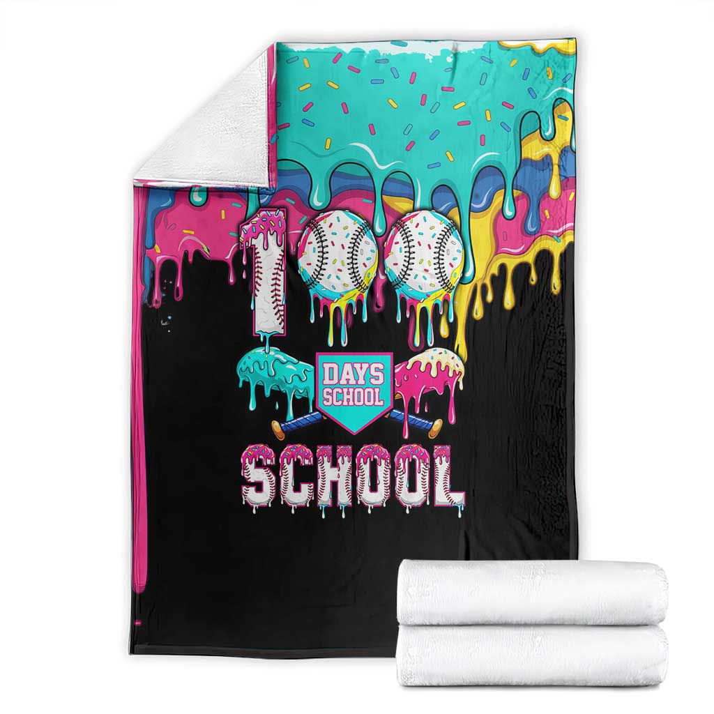 100 Days of School Baseball Blanket with Sweet Melting Drip Pattern