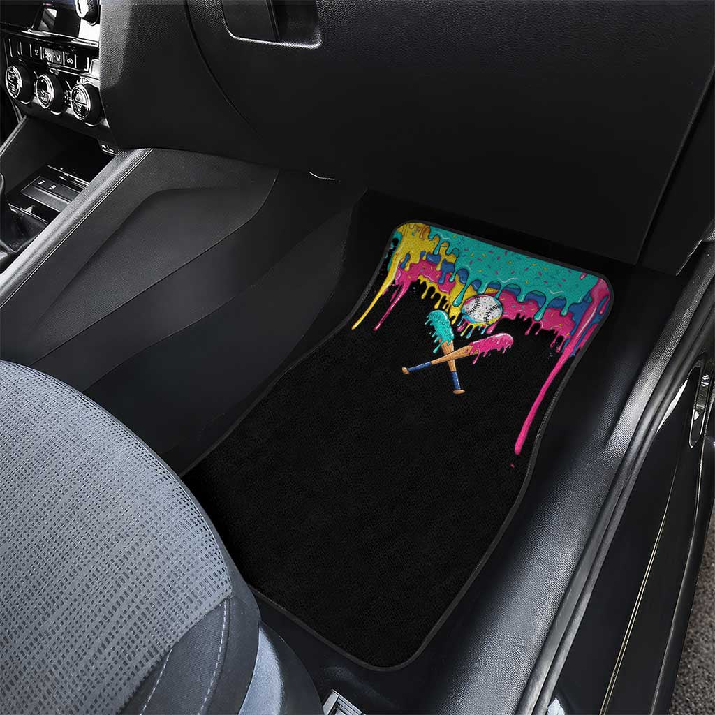 100 Days of School Baseball Car Mats with Sweet Melting Drip Pattern