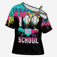 100 Days of School Baseball Cross Shoulder Shirt with Sweet Melting Drip Pattern