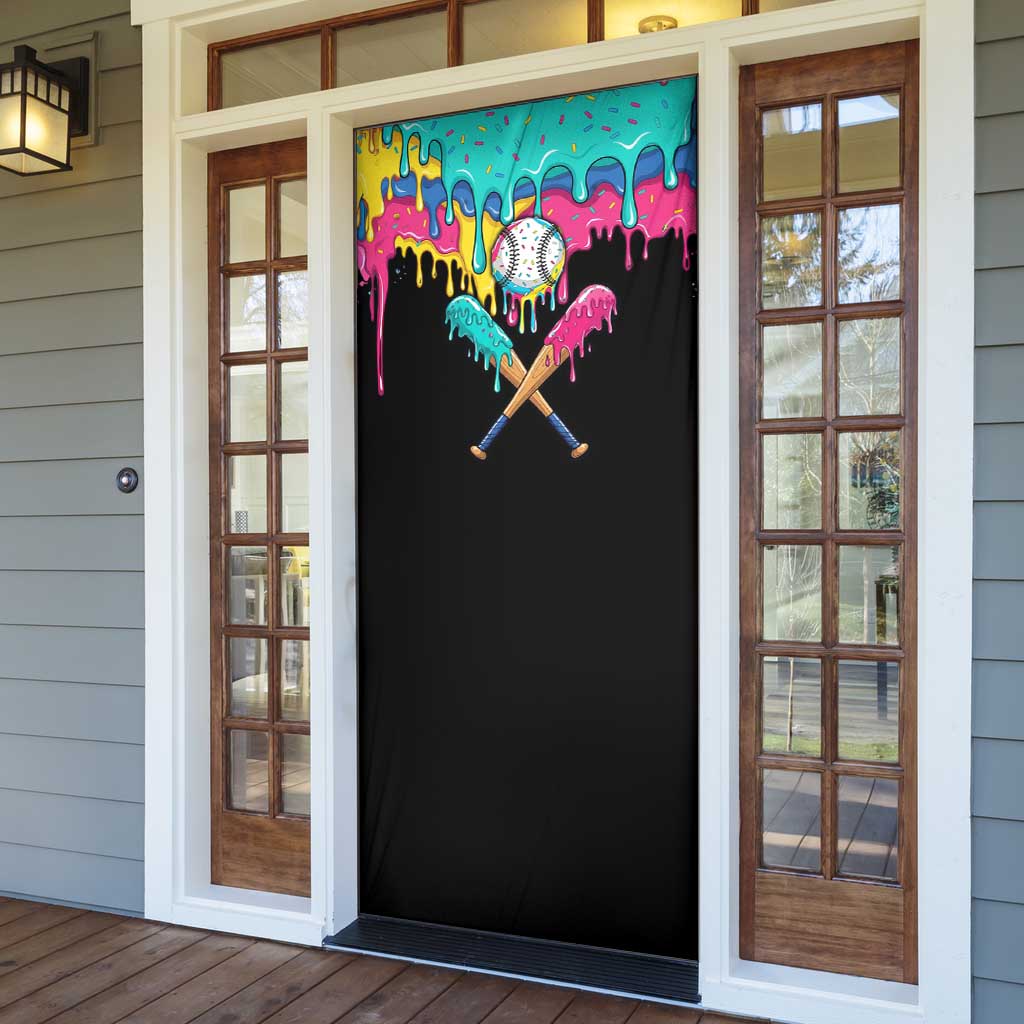 100 Days of School Baseball Door Cover with Sweet Melting Drip Pattern