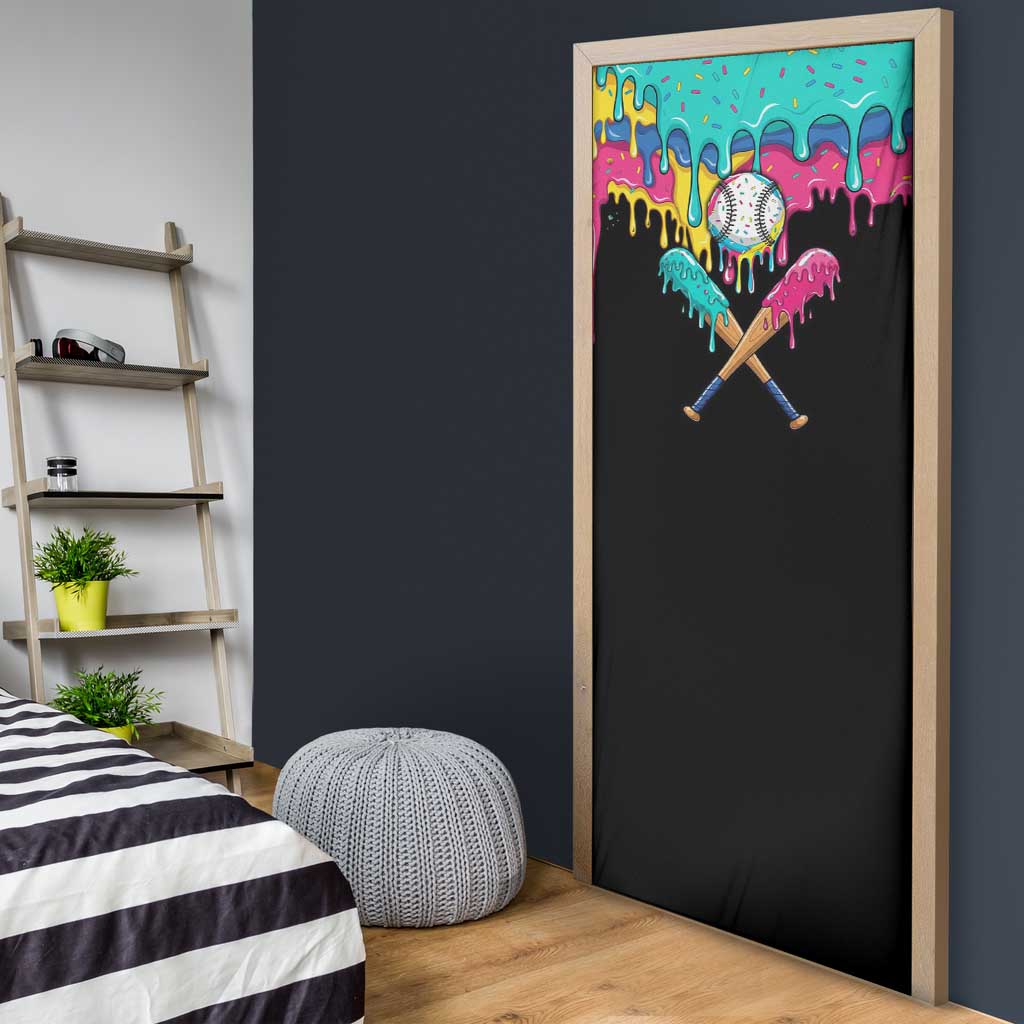 100 Days of School Baseball Door Cover with Sweet Melting Drip Pattern