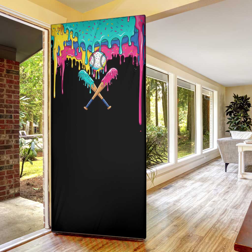 100 Days of School Baseball Door Cover with Sweet Melting Drip Pattern