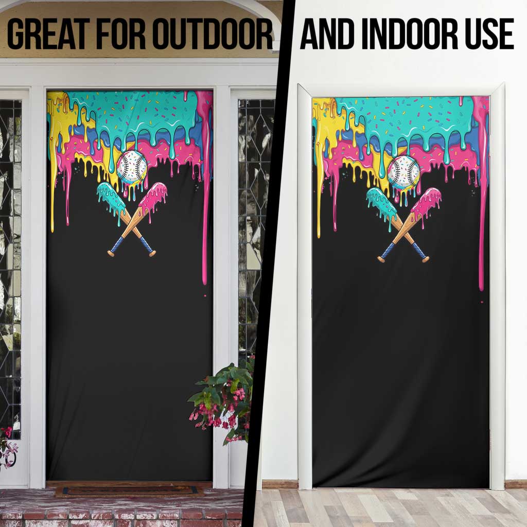 100 Days of School Baseball Door Cover with Sweet Melting Drip Pattern