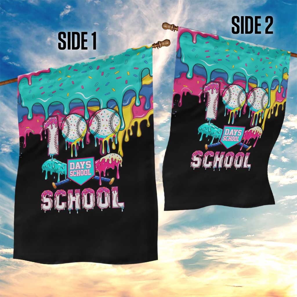 100 Days of School Baseball Garden Flag with Sweet Melting Drip Pattern
