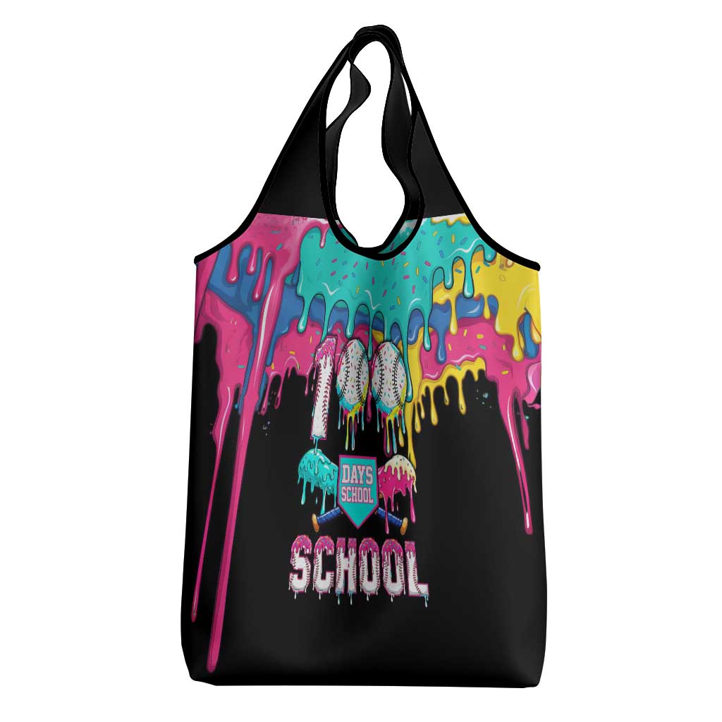 100 Days of School Baseball Grocery Bag with Sweet Melting Drip Pattern