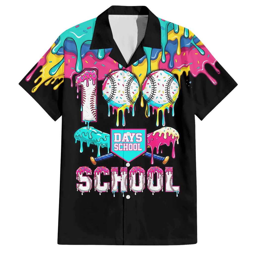 100 Days of School Baseball Hawaiian Shirt with Sweet Melting Drip Pattern