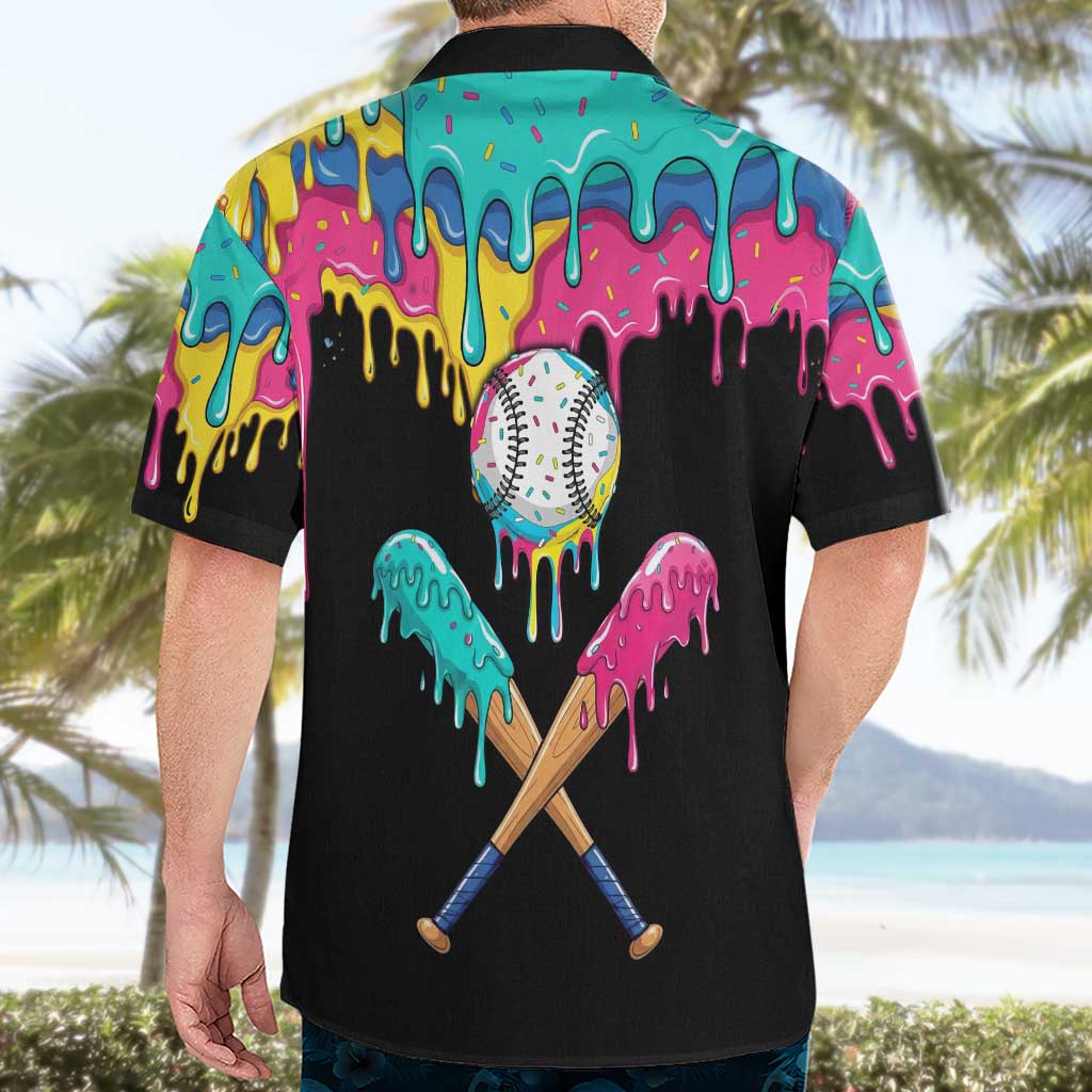 100 Days of School Baseball Hawaiian Shirt with Sweet Melting Drip Pattern