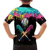 100 Days of School Baseball Hawaiian Shirt with Sweet Melting Drip Pattern