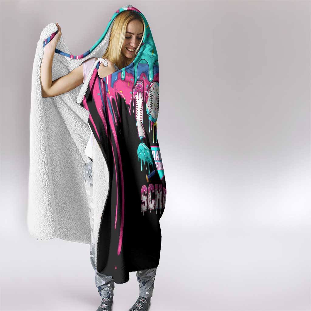 100 Days of School Baseball Hooded Blanket with Sweet Melting Drip Pattern