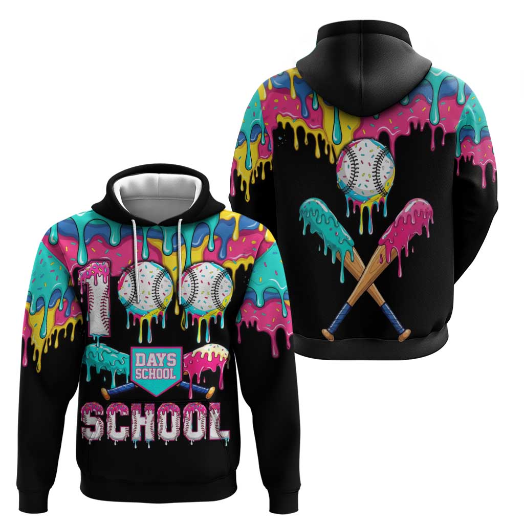 100 Days of School Baseball Hoodie with Sweet Melting Drip Pattern