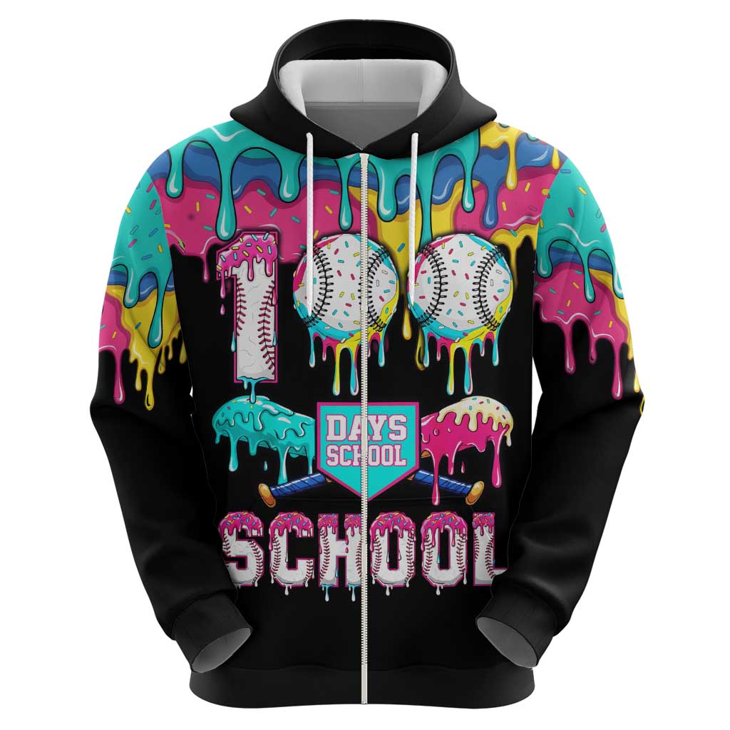 100 Days of School Baseball Hoodie with Sweet Melting Drip Pattern
