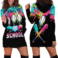 100 Days of School Baseball Hoodie Dress with Sweet Melting Drip Pattern