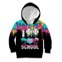100 Days of School Baseball Kid Hoodie with Sweet Melting Drip Pattern