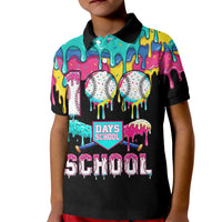 100 Days of School Baseball Kid Polo Shirt with Sweet Melting Drip Pattern