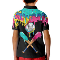 100 Days of School Baseball Kid Polo Shirt with Sweet Melting Drip Pattern